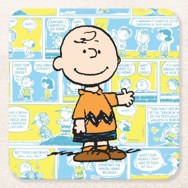 Erdnüsse | Charlie Brown Comic Pattern Rechteckiger Pappuntersetzer (Vorderseite)