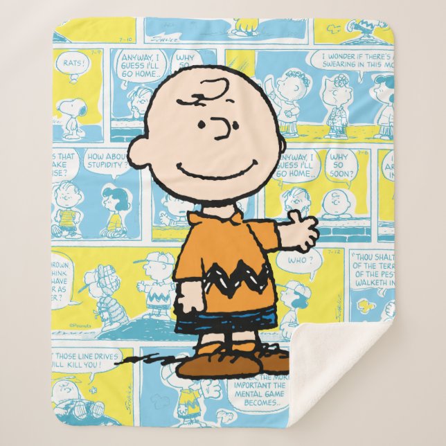 Erdnüsse | Charlie Brown Comic Pattern Sherpadecke (Vorderseite)