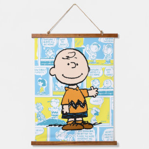 Erdnüsse   Charlie Brown Comic Pattern Wandteppich Mit Holzrahmen