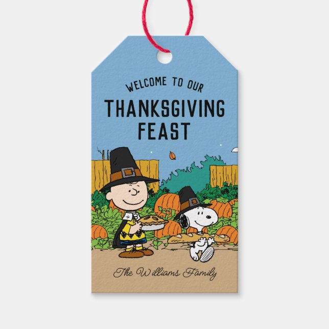 Erdnüsse | Charlie Brown Erntedank Ihren Namen hin Geschenkanhänger (Vorderseite)