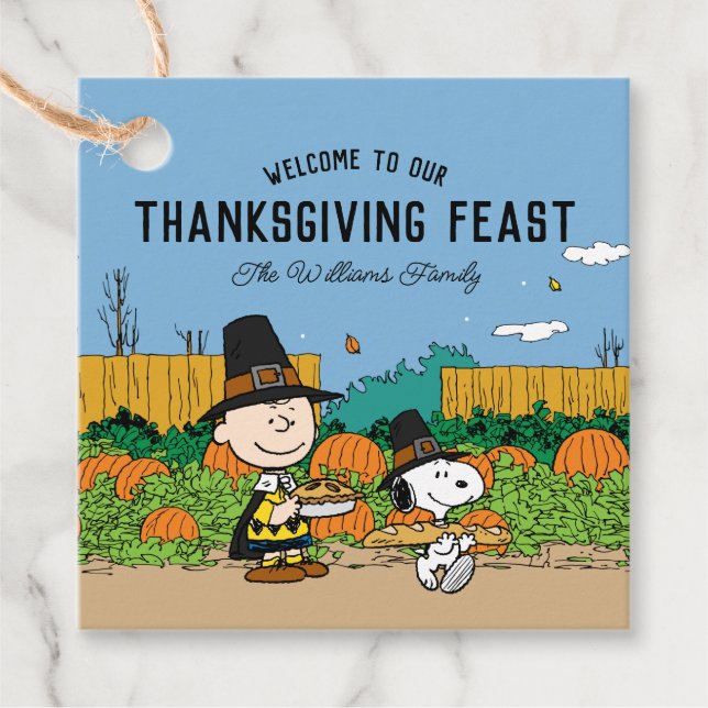 Erdnüsse | Charlie Brown Erntedank Ihren Namen hin Geschenkanhänger (Vorderseite)