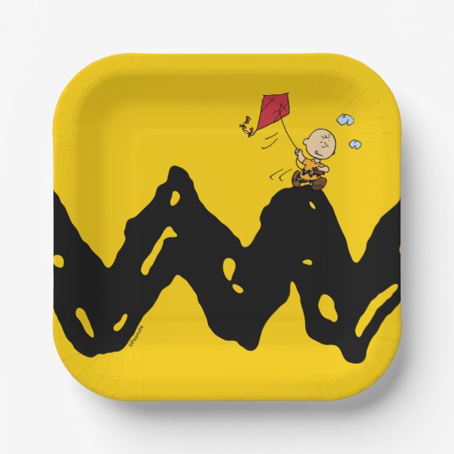 Erdnüsse | Charlie Brown Flying Kite Pappteller (Vorderseite)