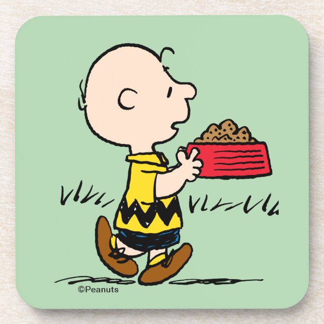 Erdnüsse | Charlie Brown mit Snoopy's Dish Getränkeuntersetzer (Vorderseite)