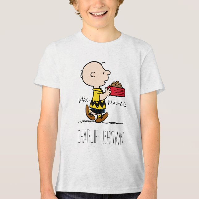 Erdnüsse | Charlie Brown mit Snoopy's Dish Tri-Blend Shirt (Vorderseite)