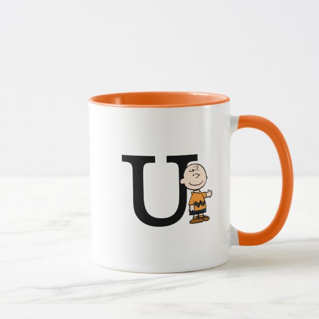 Erdnüsse | Charlie Brown Monogram U Tasse (Rechts)