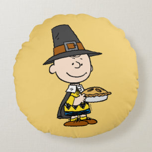 Erdnüsse Charlie Brown Pilgrim Rundes Kissen