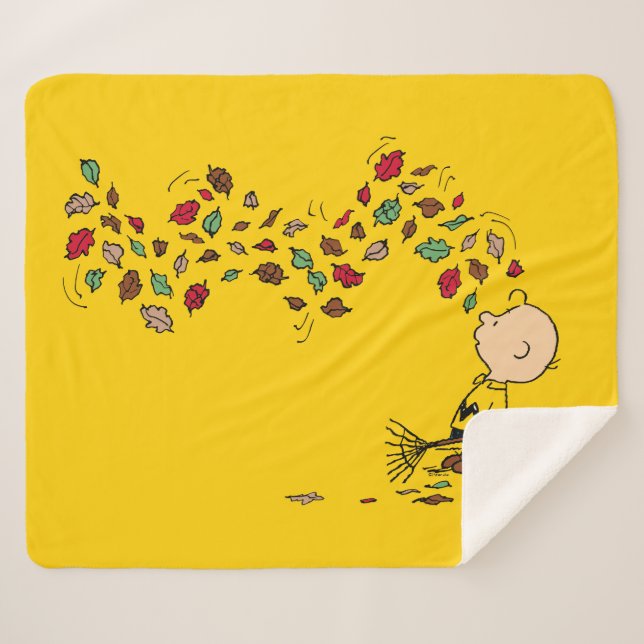 Erdnüsse | Charlie Brown Raking-Blätter Sherpadecke (Vorderseite (Horizontal))