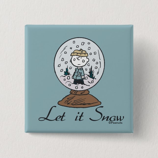 Erdnüsse | Charlie Brown Snow Globe Button (Vorderseite)