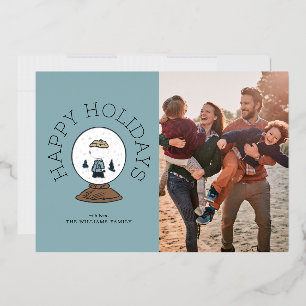 Erdnüsse   Charlie Brown Snow Globe Folien Feiertagskarte