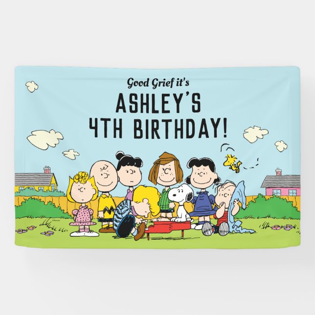 Erdnüsse | Charlie Brown und Gang Birthday Banner (Horizontal)