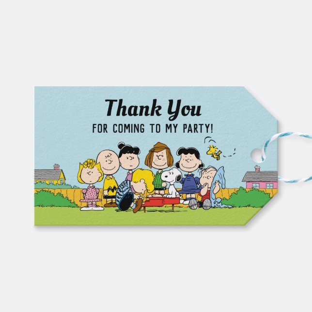 Erdnüsse | Charlie Brown und Gang Birthday Geschenkanhänger (Vorderseite (Horizontal))
