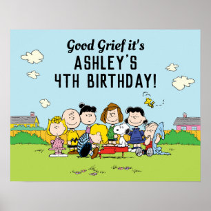 Erdnüsse   Charlie Brown und Gang Birthday Poster