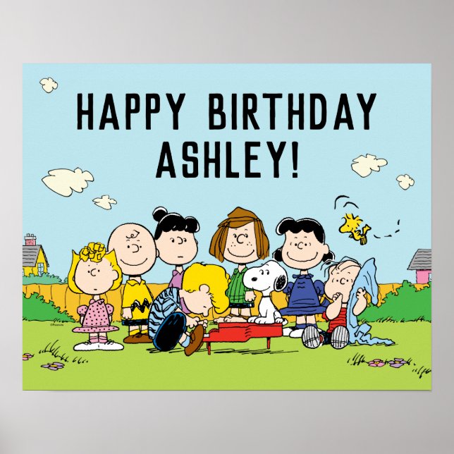 Erdnüsse | Charlie Brown und Gang Birthday Poster (Vorne)