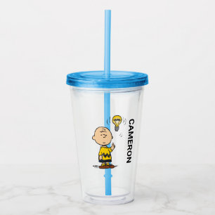 Erdnüsse   Charlie Browns Idee einer Glühbirne Acryltrinkbecher