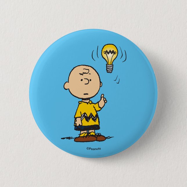 Erdnüsse | Charlie Browns Idee einer Glühbirne Button (Vorderseite)