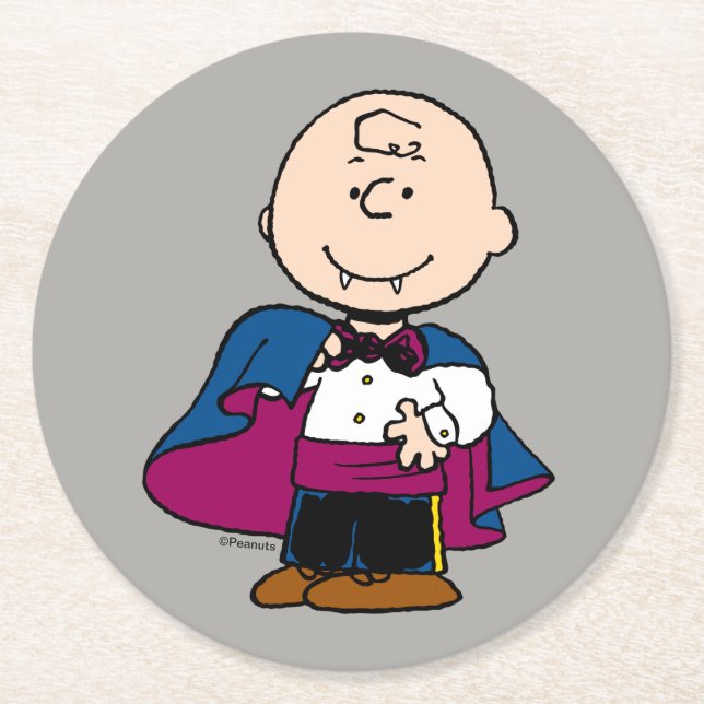 Erdnüsse | Count Charlie Brown Runder Pappuntersetzer (Vorderseite)
