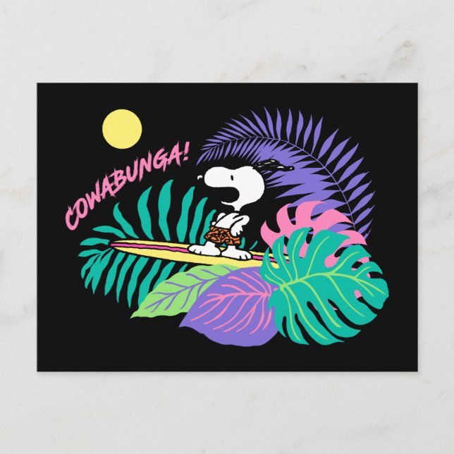 Erdnüsse | Cowabunga Snoopy Postkarte (Vorderseite)