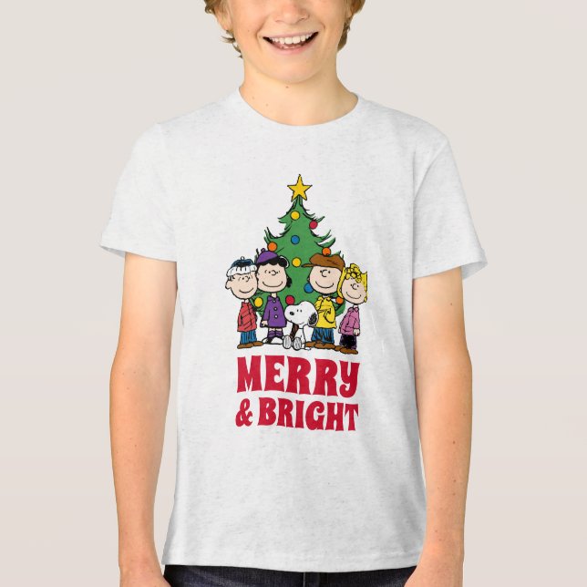 Erdnüsse | Die Gang um den Weihnachtsbaum Tri-Blend Shirt (Vorderseite)
