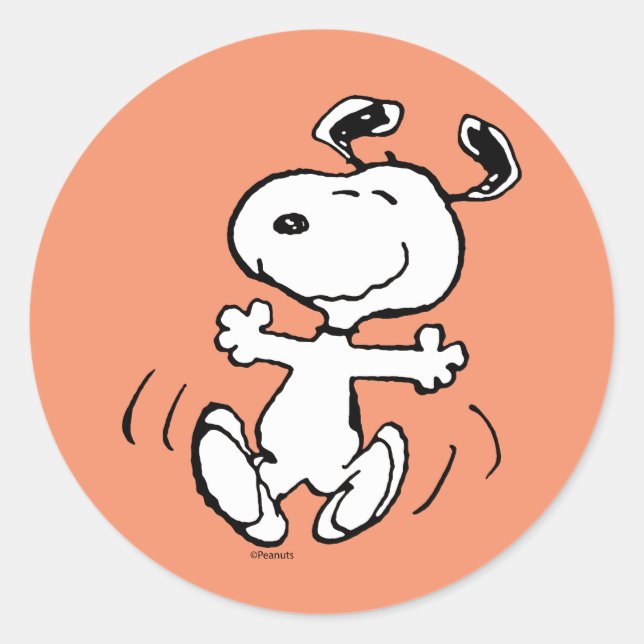 Erdnüsse | Ein Snoopy Happy Dance Runder Aufkleber (Vorderseite)