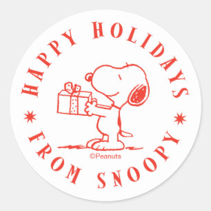 Erdnüsse Frohe Feiertage von Snoopy Runder Aufkleber