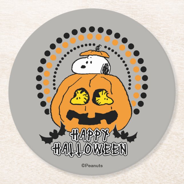 Erdnüsse | Frohe Halloween Runder Pappuntersetzer (Vorderseite)