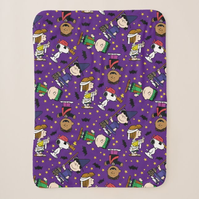 Erdnüsse | Fröhliches Halloween-Muster Sherpadecke (Vorderseite)