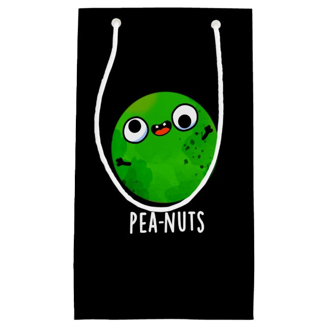 Erdnüsse Funny Crazy Pea Pun Dark BG Kleine Geschenktüte (Vorderseite)