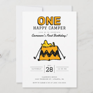 Erdnüsse - Holz | One Happy Camper Birthday Einladung