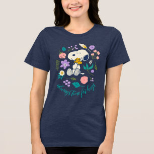 Erdnüsse im Blut Snoopy & Woodstock Blume Umarmu Tri-Blend Shirt