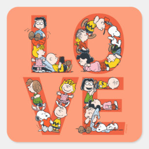 Erdnüsse - LIEBE Quadratischer Aufkleber