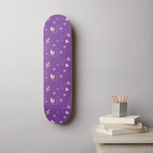 Erdnüsse | Lila Holzherz Skateboard (Wandkunst)