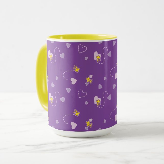 Erdnüsse | Lila Holzherz Tasse (Vorderseite Links)