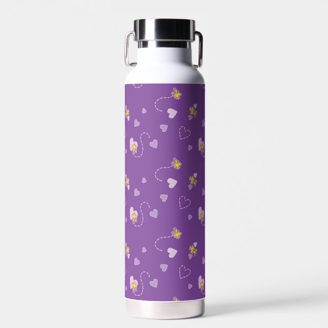 Erdnüsse | Lila Holzherz Trinkflasche (Vorne)