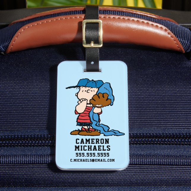 Erdnüsse | Linus in seinem Baseballgestänge Gepäckanhänger (Vorderseite Insitu 2)