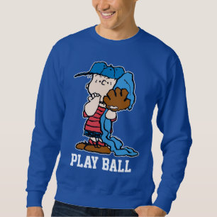 Erdnüsse Linus in seinem Baseballgestänge Sweatshirt