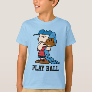 Erdnüsse   Linus in seinem Baseballgestänge T-Shirt