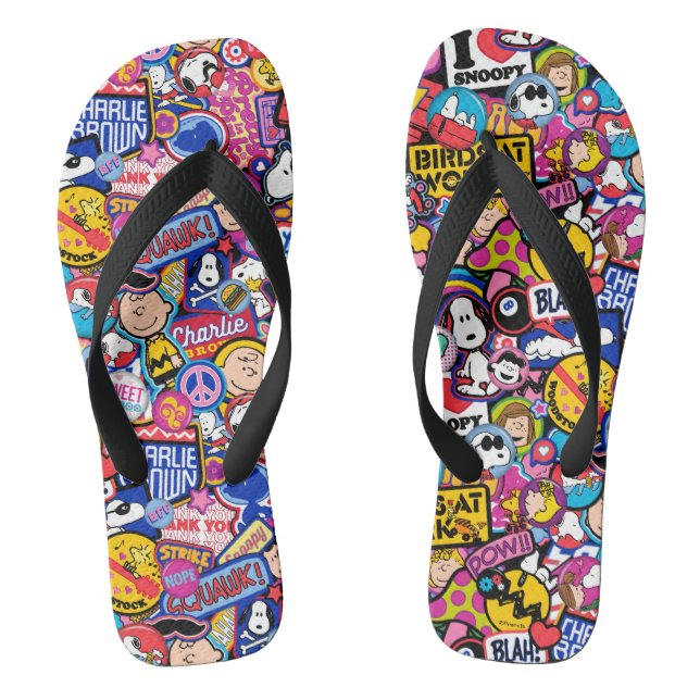 Erdnüsse | Mixtape Patch Pattern Flip Flops (Fußbett)