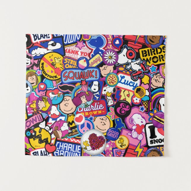 Erdnüsse | Mixtape Patch Pattern Wandteppich (Vorderseite (Horizontal))