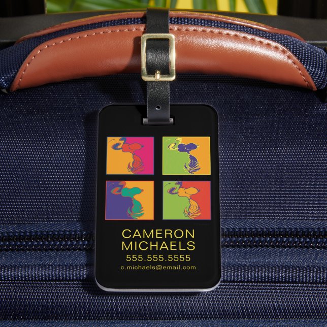 Erdnüsse | Moderner Pop Art Snoopy Gepäckanhänger (Vorderseite Insitu 2)