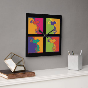 Erdnüsse   Moderner Pop Art Snoopy Quadratische Wanduhr