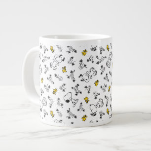 Erdnüsse   Muster für Snoopy & Woodstock B&W-Blume Jumbo-Tasse
