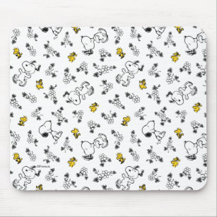 Erdnüsse   Muster für Snoopy & Woodstock B&W-Blume Mousepad
