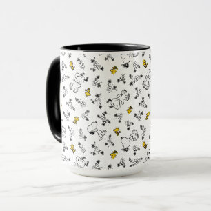 Erdnüsse   Muster für Snoopy & Woodstock B&W-Blume Tasse