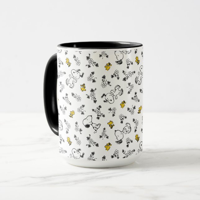 Erdnüsse | Muster für Snoopy & Woodstock B&W-Blume Tasse (Vorderseite Links)
