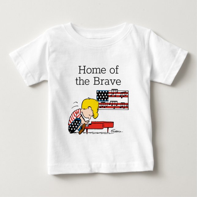 Erdnüsse | Patriotic Schroeder & Sein Piano Baby T-shirt (Vorderseite)