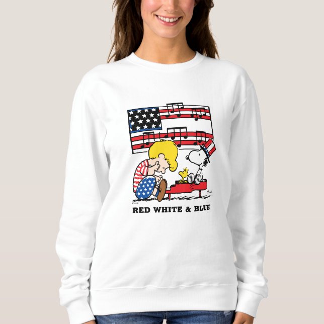 Erdnüsse | Patriotic Schroeder, Woodstock & Snoopy Sweatshirt (Vorderseite)