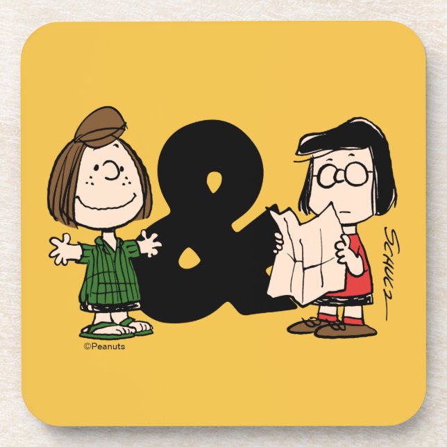 Erdnüsse | Peppermint Patty & Marcie Getränkeuntersetzer (Vorderseite)