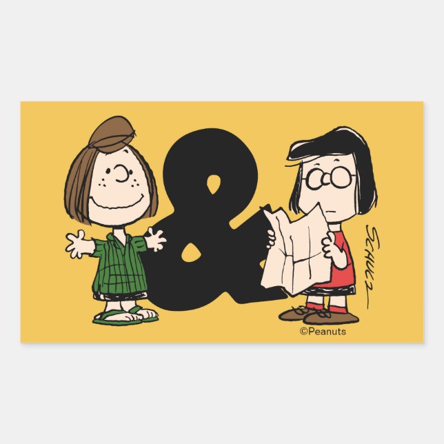 Erdnüsse | Peppermint Patty & Marcie Rechteckiger Aufkleber (Vorderseite)