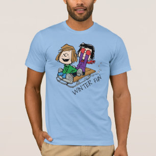 Erdnüsse Peppermint Patty & Marcie Sled Riding T-Shirt