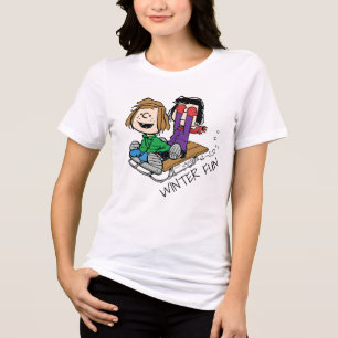 Erdnüsse Peppermint Patty & Marcie Sled Riding Tri-Blend Shirt